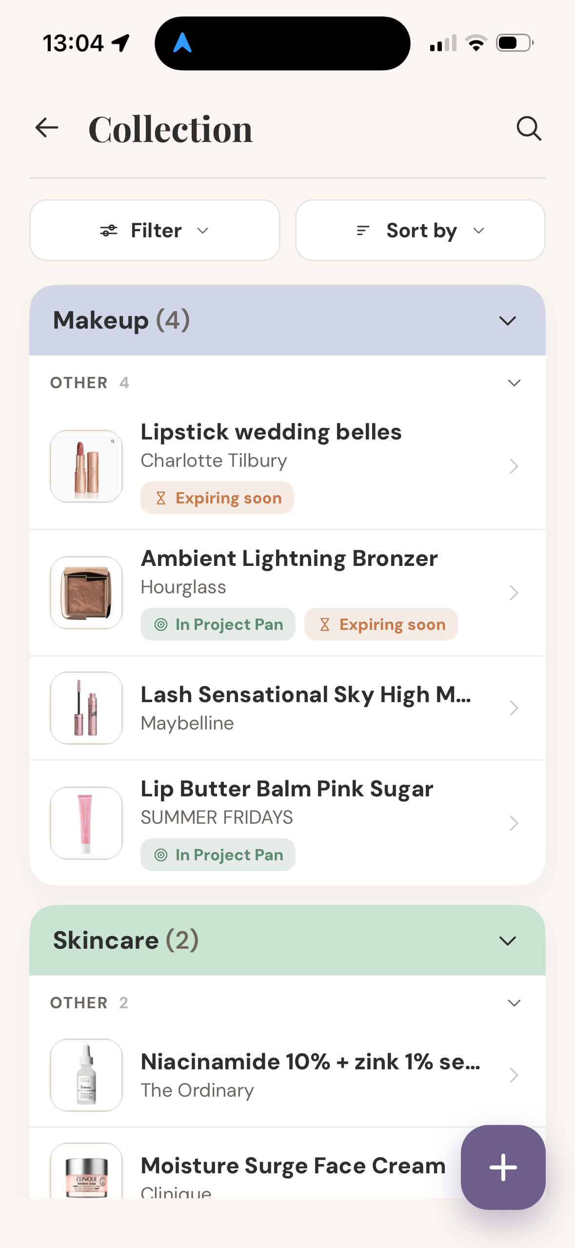 Collection screen