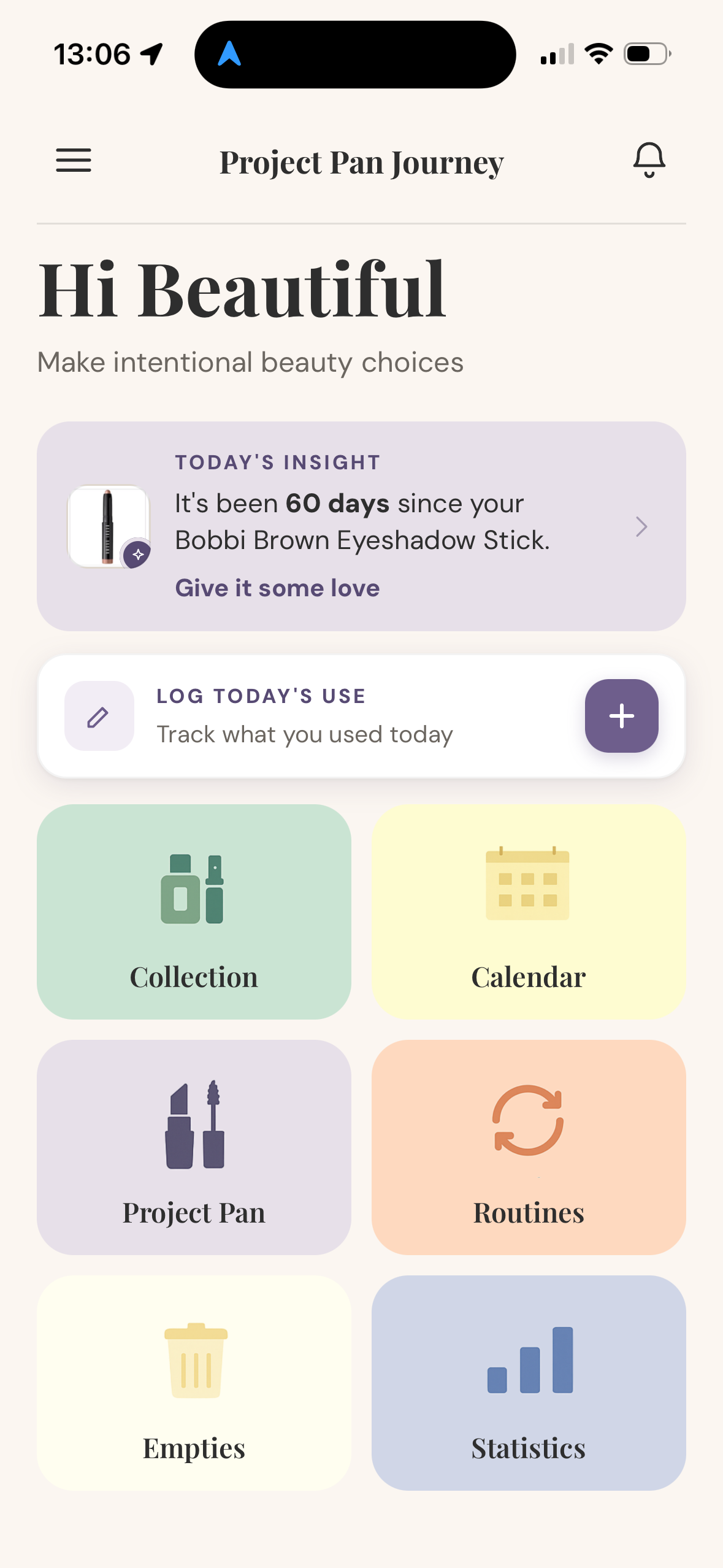 Project Pan Journey home screen